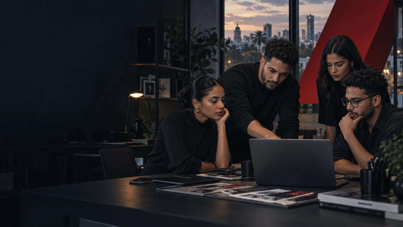 Equipo creativo trabajando en una estrategia de marca